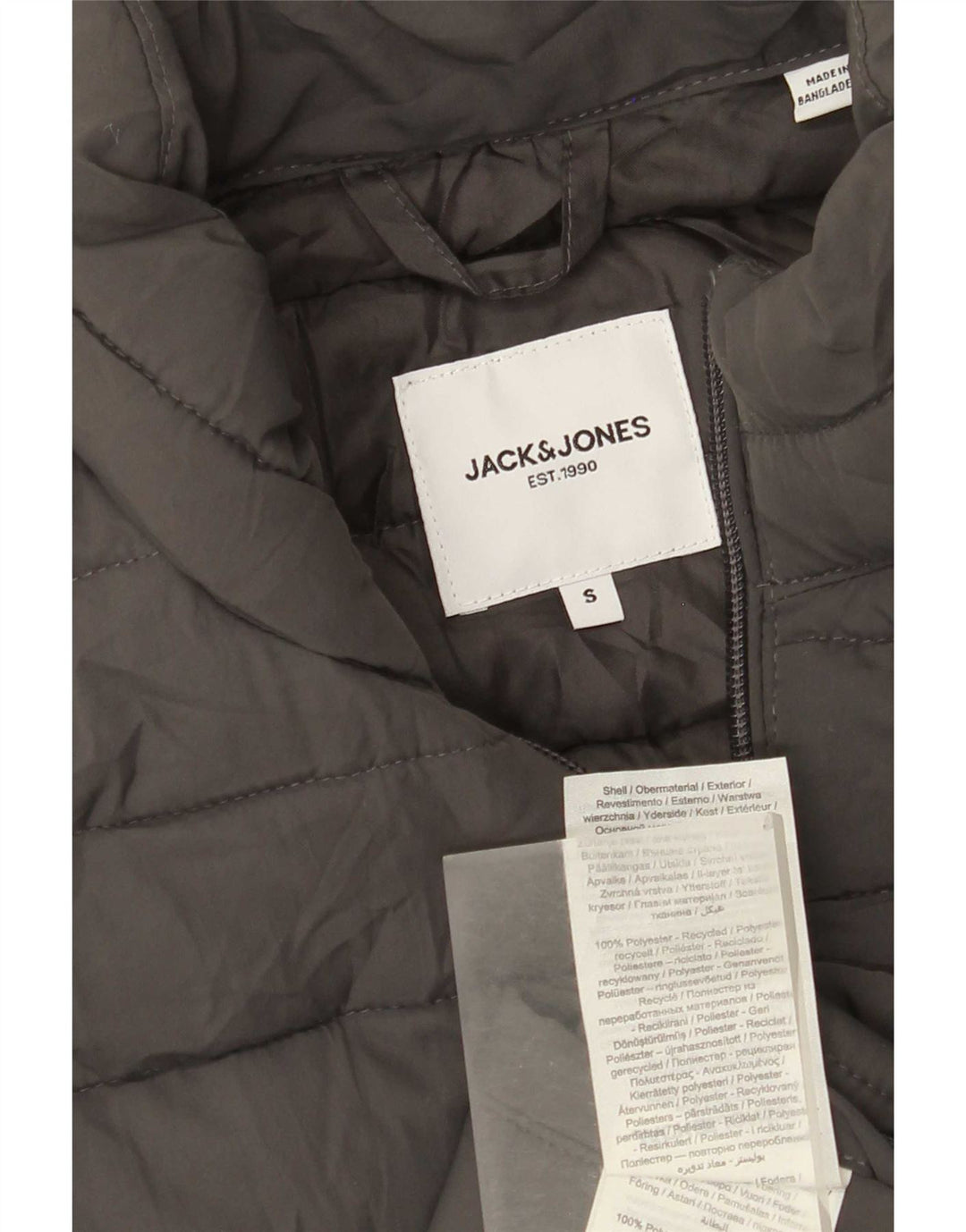 Мужской утепленный жилет Jack & Jones UK 36, маленький серый полиэстер