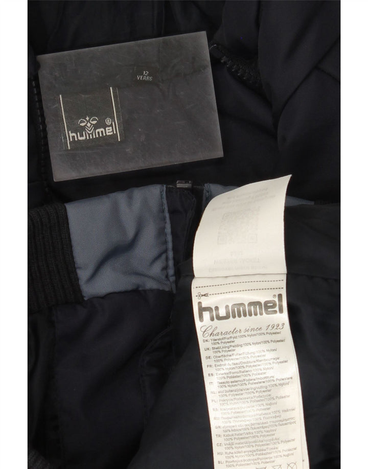 HUMMEL Утепленная куртка с капюшоном и графическим рисунком для мальчиков 11–12 лет Темно-синяя с цветными блоками