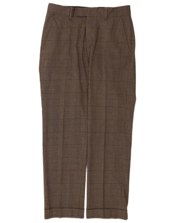Мужские прямые костюмные брюки Zara EU 40, средние W31 L31, коричневые шерстяные клетки в клетку
