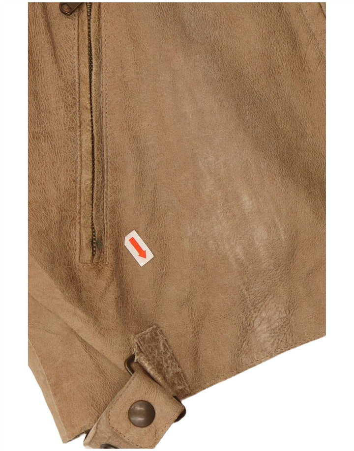 ANDREA D'AMICO Мужская кожаная куртка-гонщик IT 56 XL Бежевая кожа