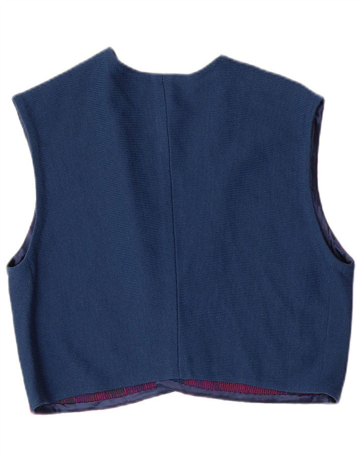 ВИНТАЖНЫЙ женский комплект из 3 предметов IT 46 Большой W26 Темно-синий с цветочным принтом из натуральной шерсти