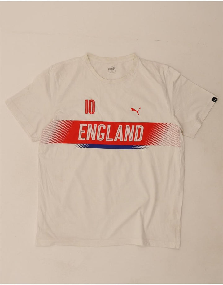 PUMA Mens Graphic T-Shirt Top XL White Vintage Puma and Second-Hand Puma from Messina Hembry 