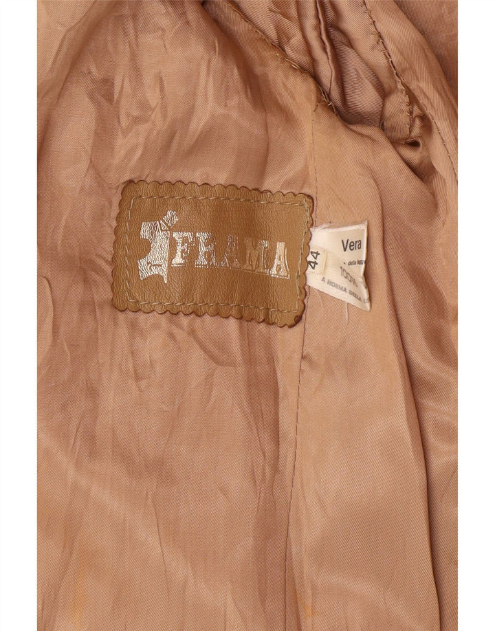 Винтажный женский пиджак на 2 пуговицах IT 44 Средний Бежевый Кожаный Классический Классический