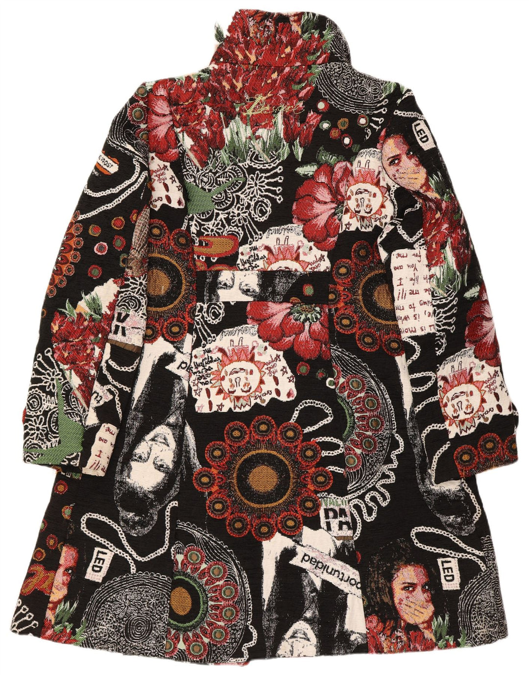 Женское пальто Desigual с абстрактным узором EU 46 XL, черный полиэстер с цветочным принтом