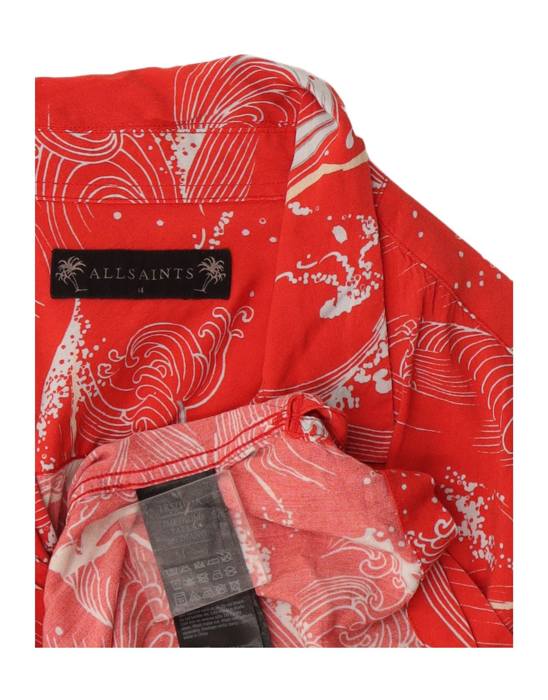 Мужская рубашка с коротким рукавом All Saints с абстрактным узором, средний красный гавайский цвет