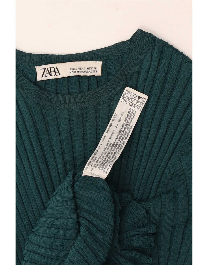 Женская укороченная блузка Zara UK 8, маленькая зеленая вискоза