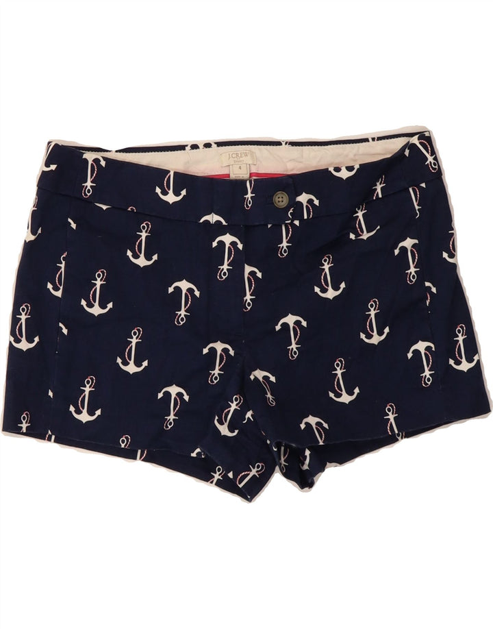 J. CREW Womens Abstract Pattern Chino Shorts US 4 Small W28 Navy Blue Vintage J. Crew and Second-Hand J. Crew from Messina Hembry 