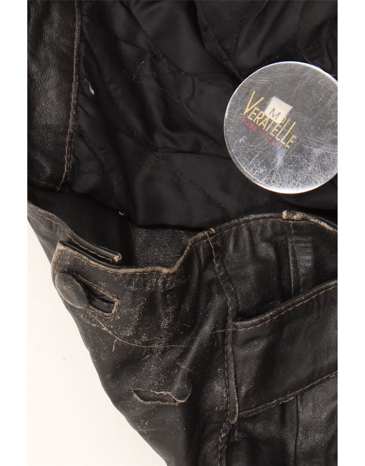 VINTAGE Womens Oversized Leather Jacket UK 14 Medium Black Leather Vintage Vintage and Second-Hand Vintage from Messina Hembry 