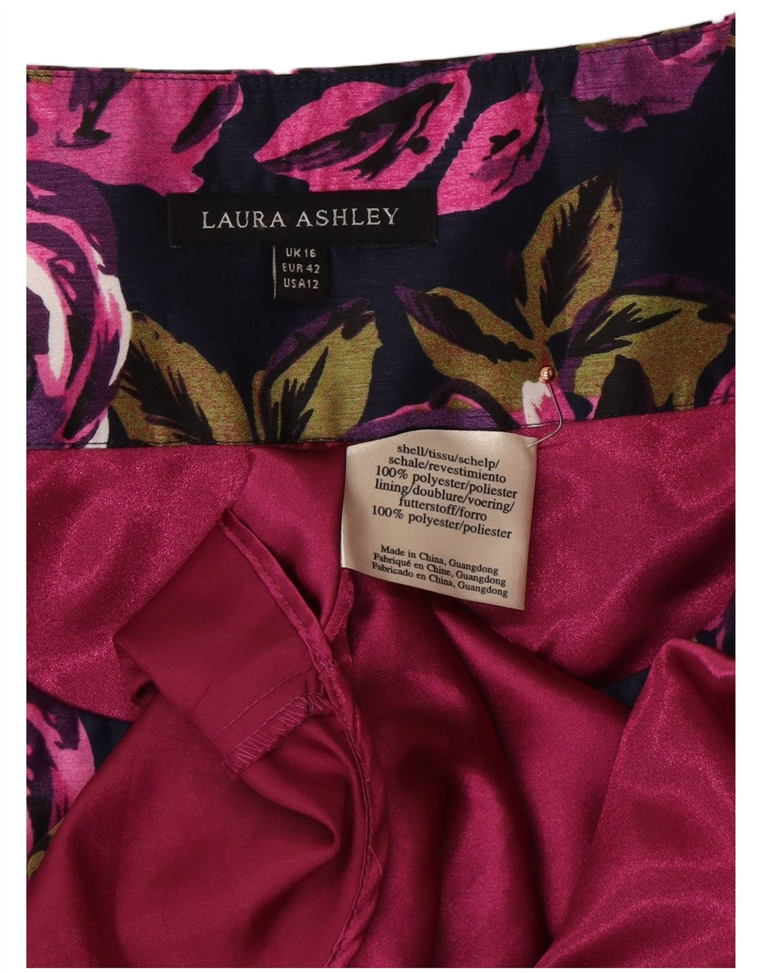 LAURA ASHLEY Женское платье трапециевидной формы без рукавов, Великобритания, 16, большой фиолетовый с цветочным принтом