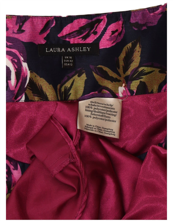 LAURA ASHLEY Женское платье трапециевидной формы без рукавов, Великобритания, 16, большой фиолетовый с цветочным принтом
