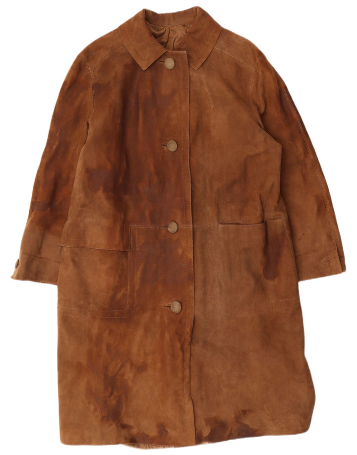 STRONG & FISHER LTD Женское винтажное замшевое пальто UK 18 XL, коричневое классическое