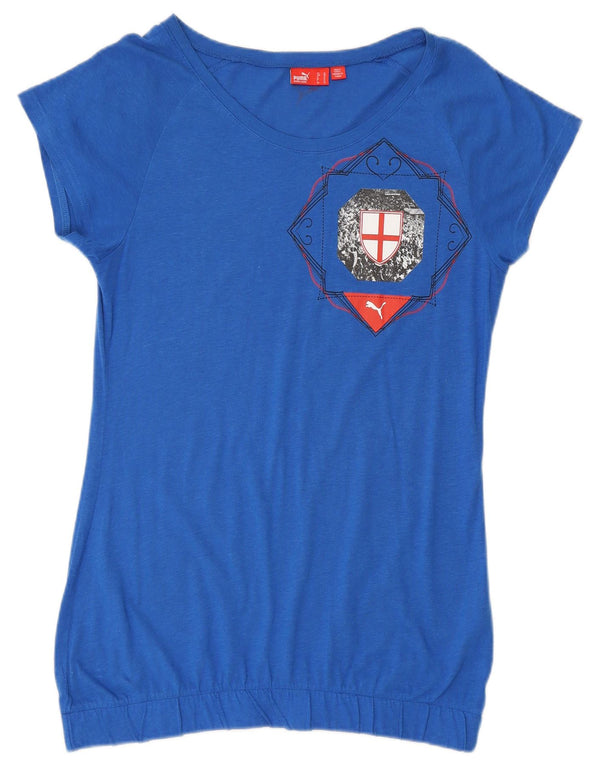 Puma Womens Graphic T-Shirt Top UK 16 Large Blue Cotton