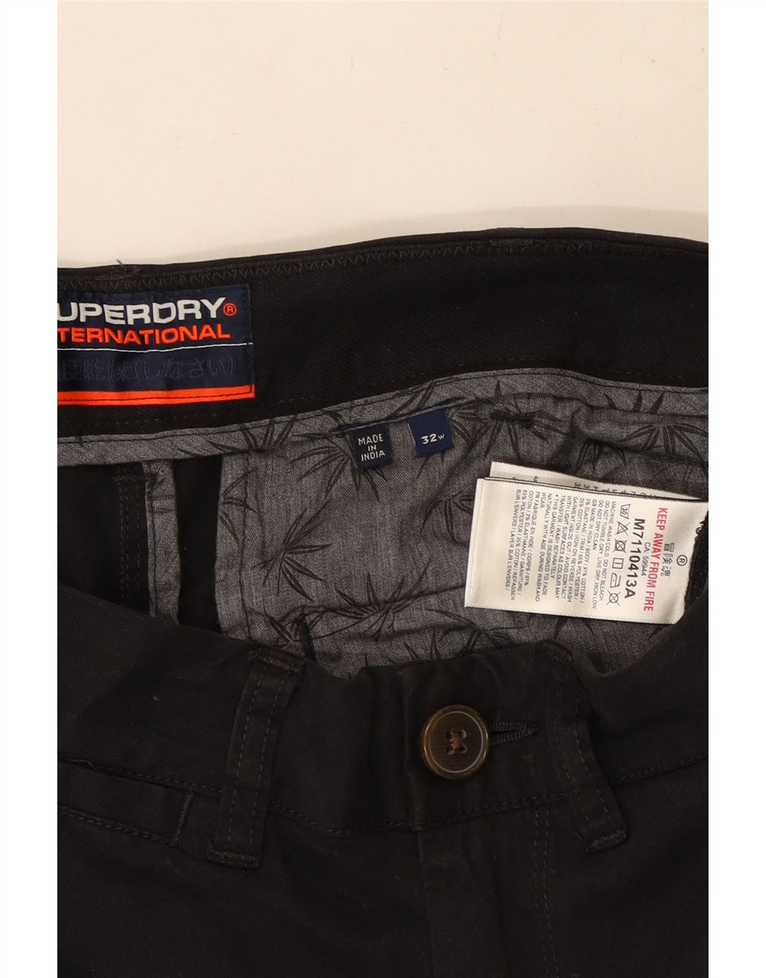 SUPERDRY Мужские шорты чинос W32, средний черный хлопок