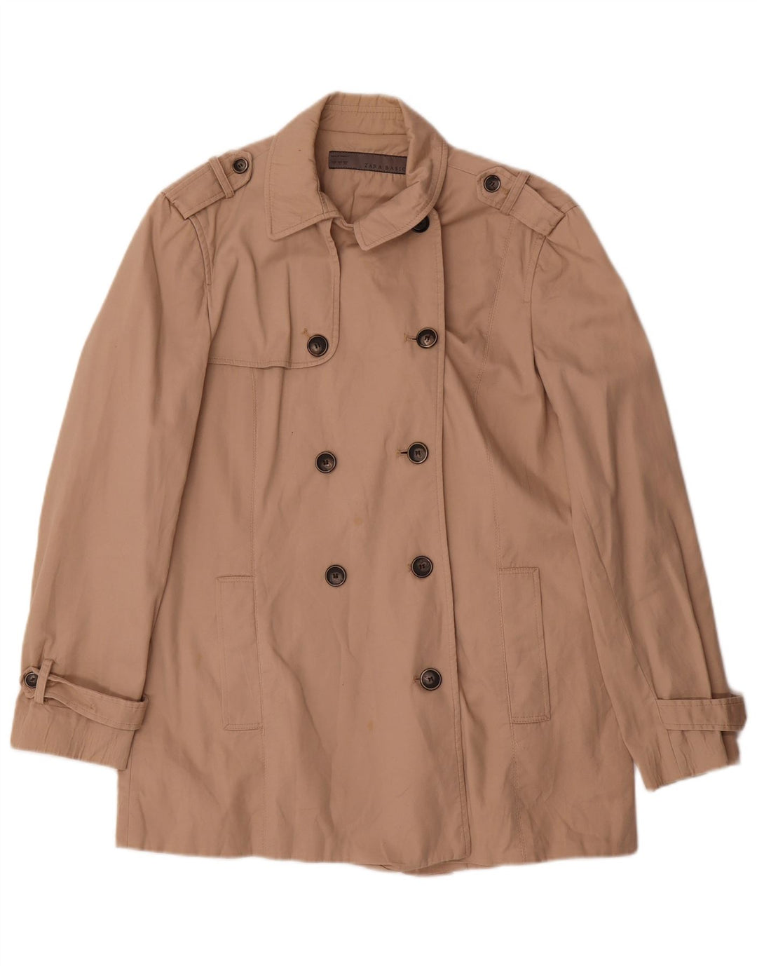 Женский тренч Zara UK 16, большой размер, бежевый хлопок