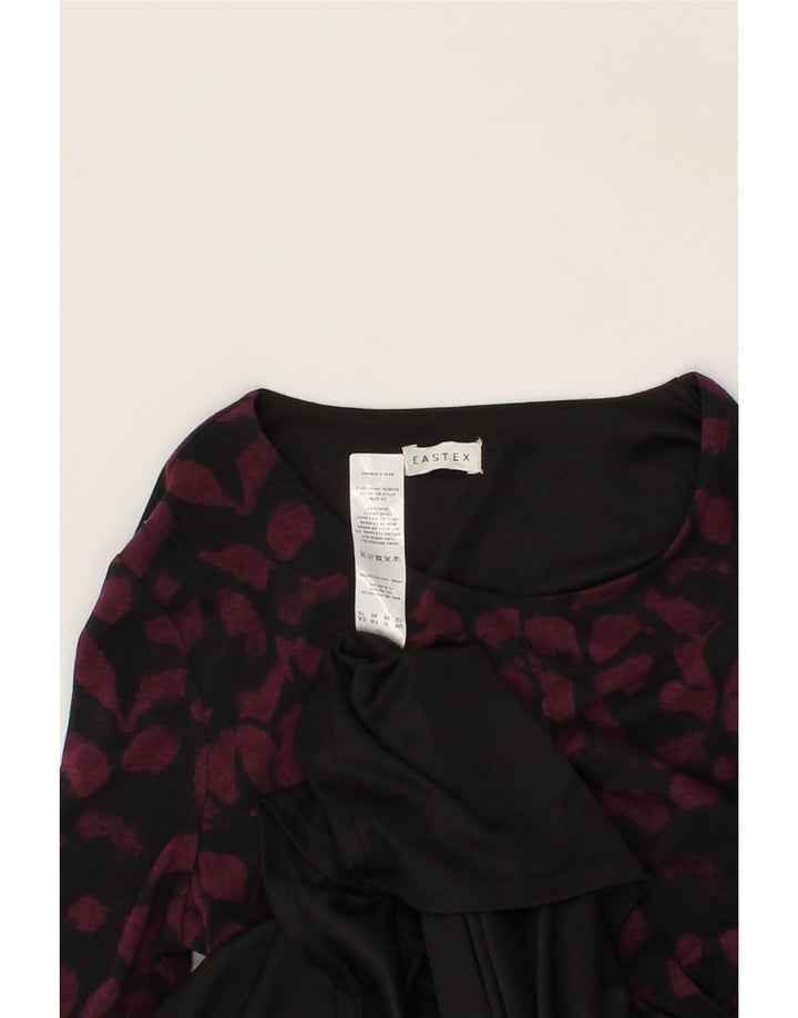 EASTEX Womens Abstract Pattern 3/4 Sleeve Maxi Dress UK 12 Medium  Maroon Vintage Eastex and Second-Hand Eastex from Messina Hembry 