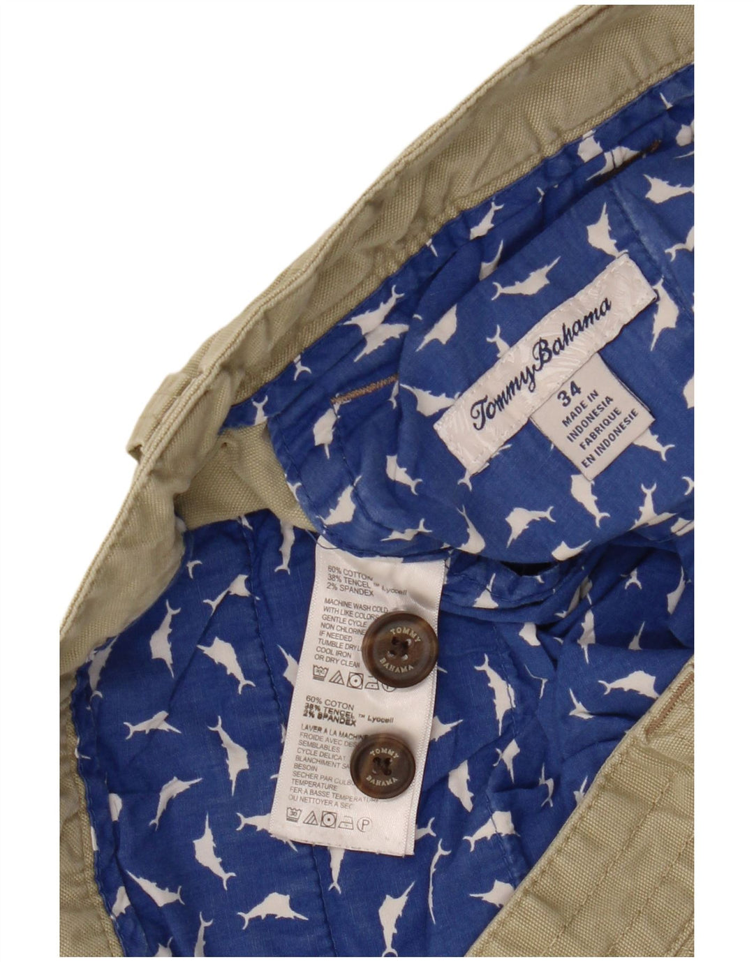 TOMMY BAHAMA Мужские шорты карго W34, большие размеры, цвет хаки, хлопок