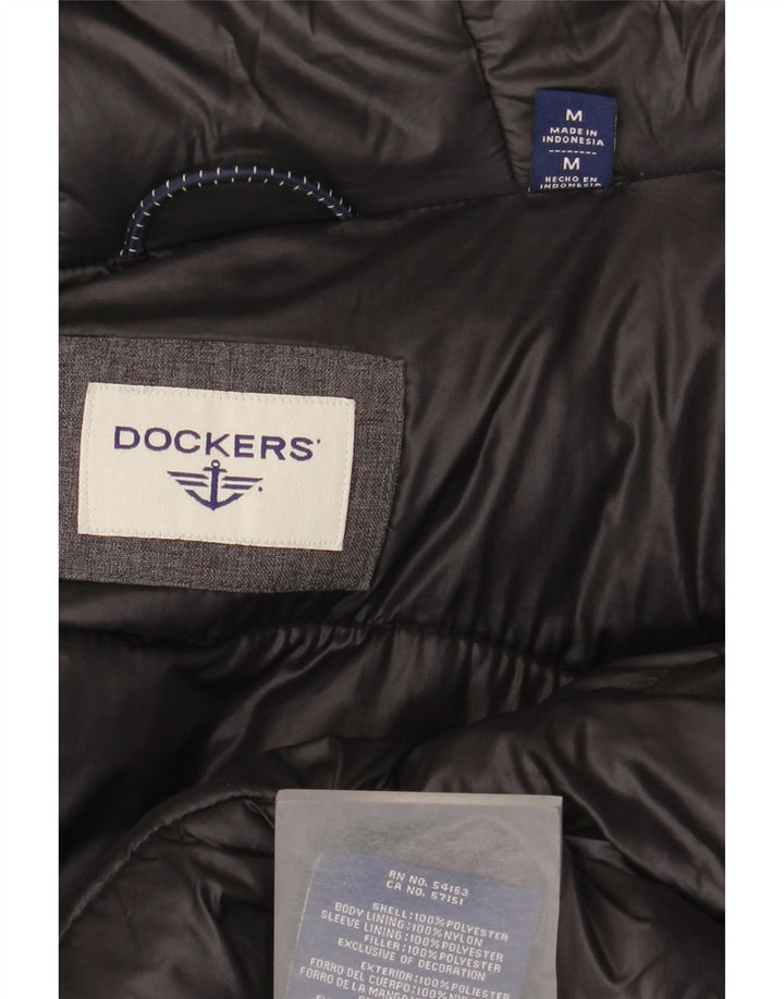 Мужское стеганое пальто с капюшоном Dockers UK 38, средний серый полиэстер