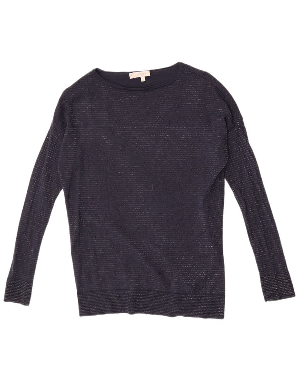 Женский свободный джемпер с вырезом «лодочка» Hobbs UK 6 XS, темно-синий в тонкую полоску