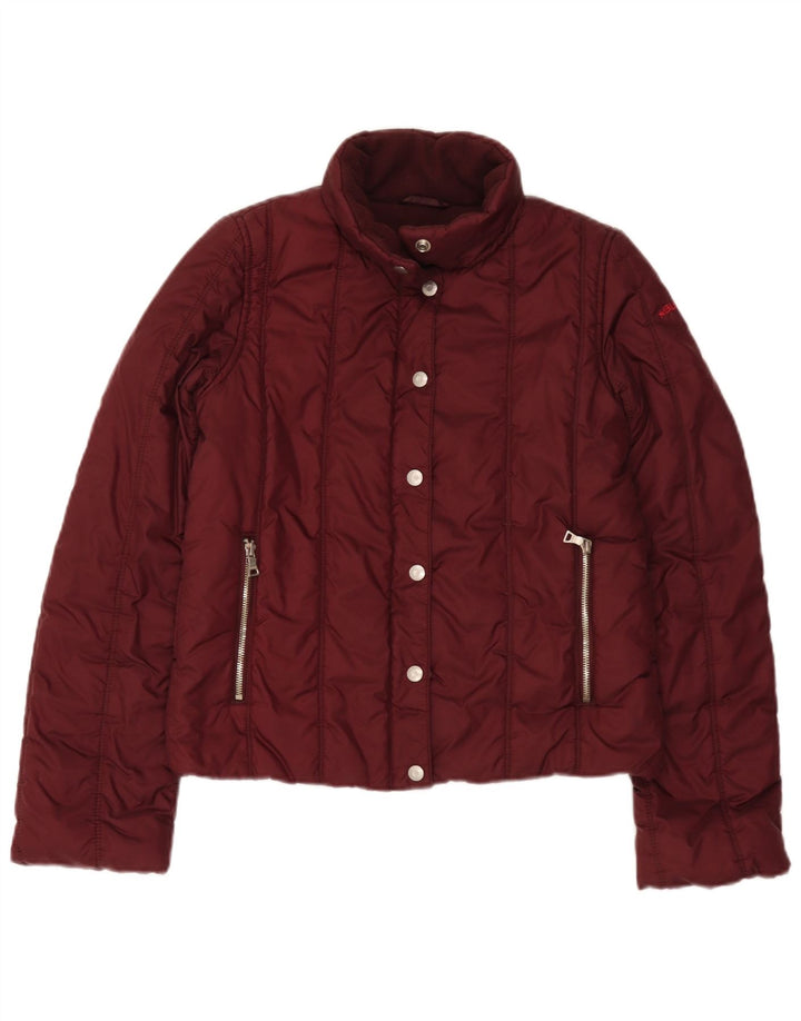Женская стеганая куртка Guess UK 10, маленький бордовый нейлон