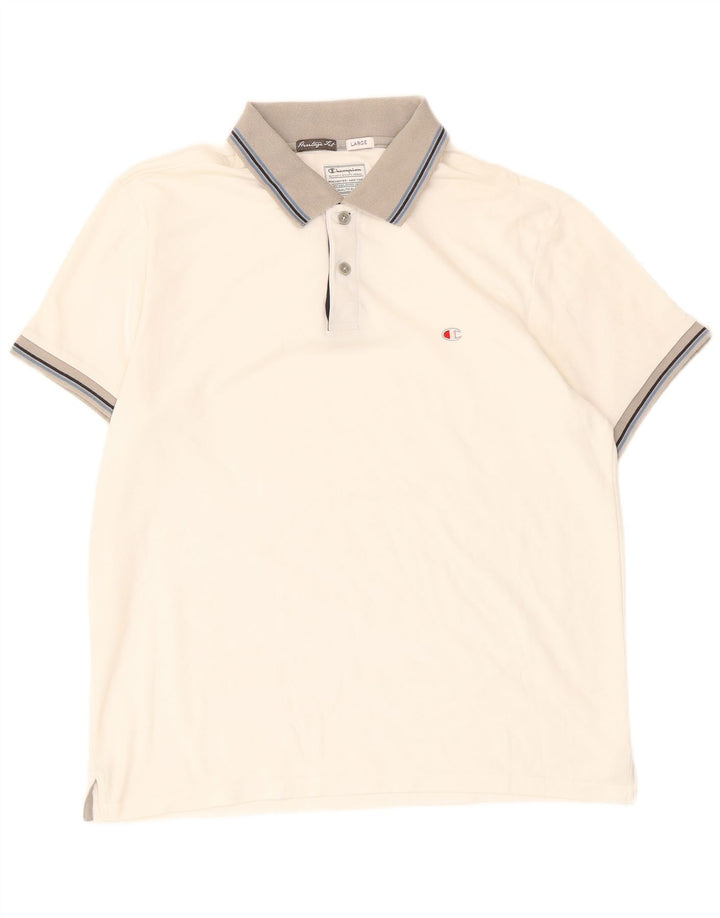 CHAMPION Mens Heritage Fit Polo Shirt Large Off White