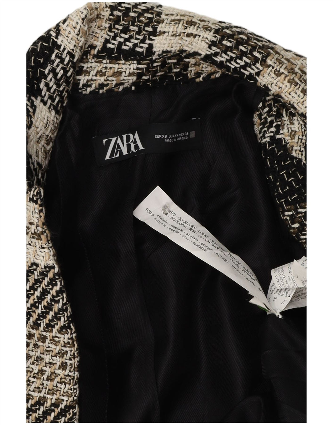 Женское открытое пальто Zara UK 6 XS в черную клетку из ацетата
