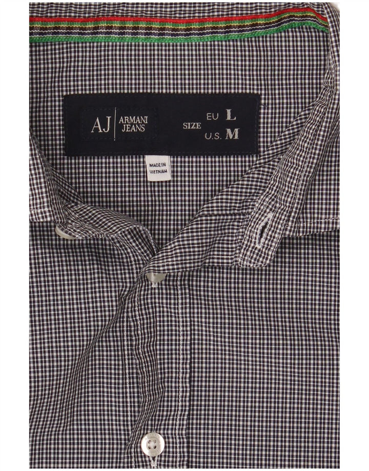 Мужская узкая рубашка Armani Jeans, большая темно-синяя клетка
