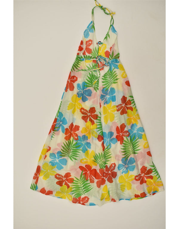 ВИНТАЖНОЕ женское платье с бретелькой на бретельках UK 0 2XS Разноцветный цветочный принт