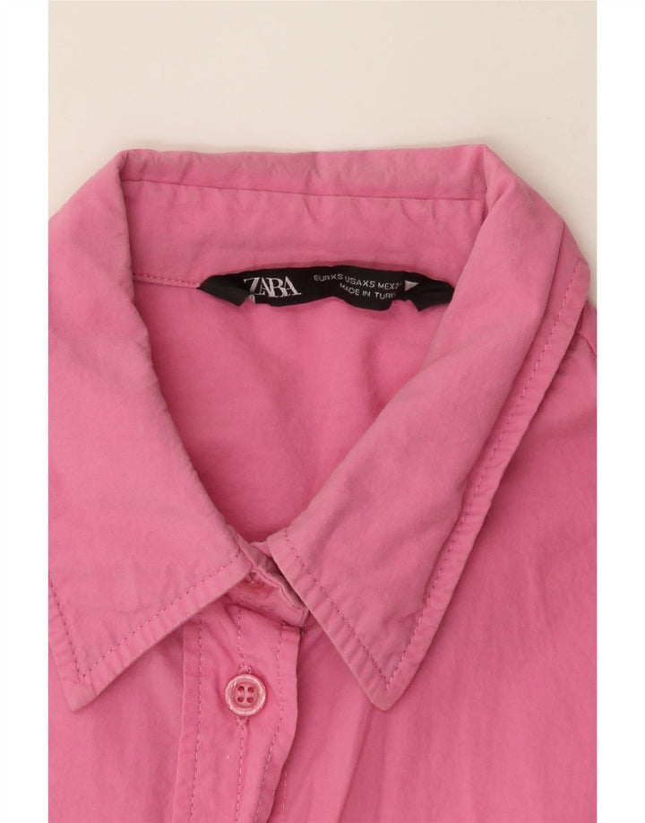 ZARA Womens Oversized Shirt UK 6 XS Pink Cotton Vintage Zara and Second-Hand Zara from Messina Hembry 