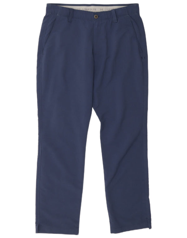 Under Armour Mens Straight Chino Trousers W36 L32 Navy Blue Nylon