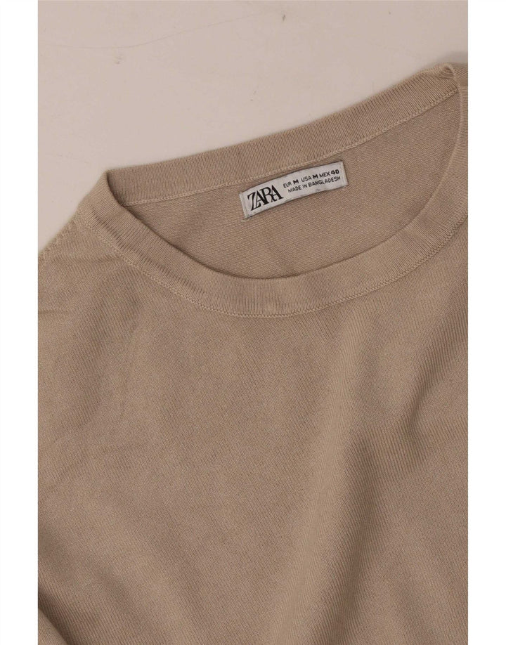 Мужской джемпер с круглым вырезом Zara, средний бежевый