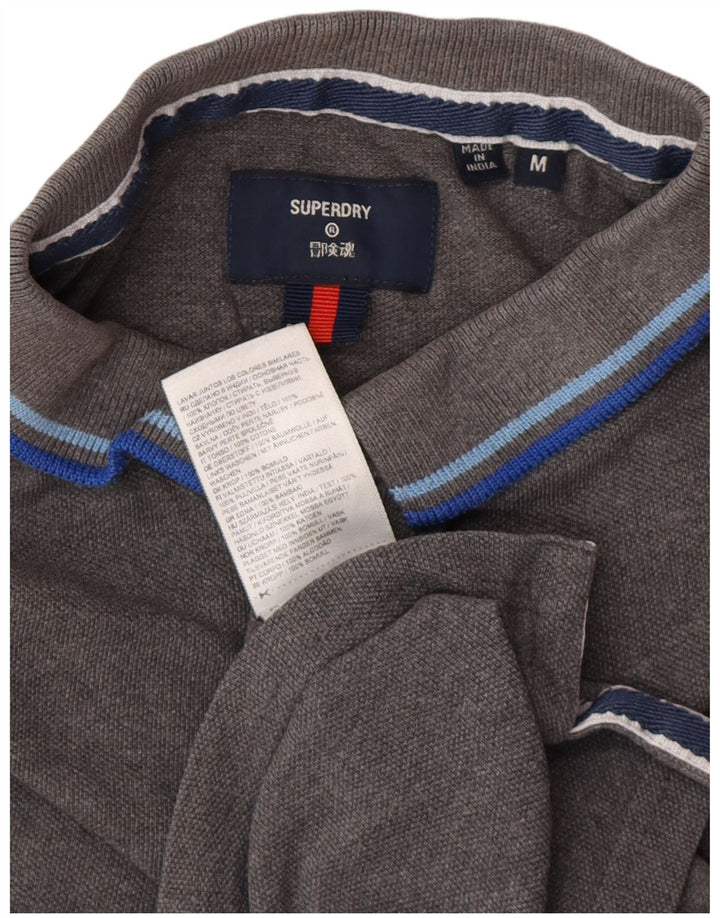 Мужская рубашка-поло Superdry из хлопка среднего серого цвета