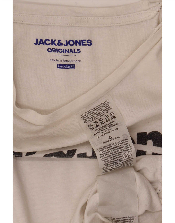 Мужская футболка с рисунком Jack & Jones стандартного кроя, топ среднего размера, белый хлопок, хлопок
