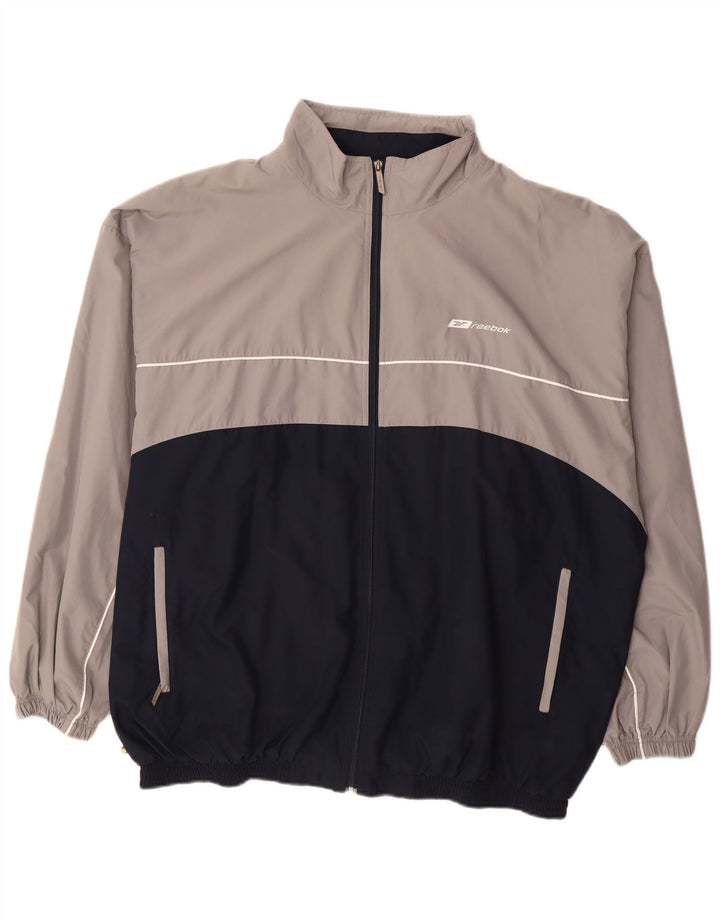 Мужской спортивный костюм REEBOK 2XL, серый полиэстер с цветными блоками