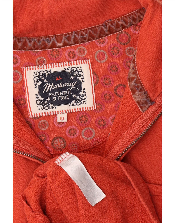 MANTARAY Womens Oversized Sweatshirt Jumper UK 10 Small Orange Floral