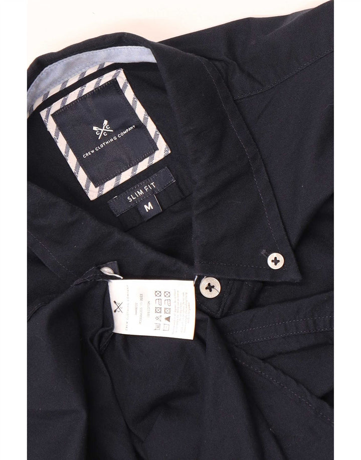 Crew Clothing Мужская приталенная рубашка среднего размера, темно-синяя, хлопковая