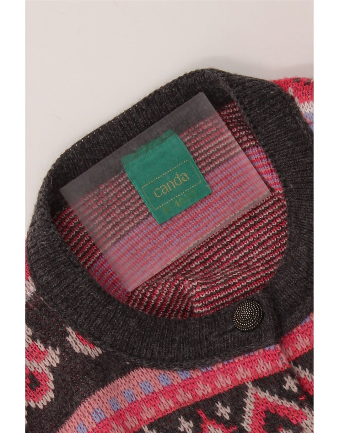 Женский свитер-кардиган оверсайз CANDA UK 14, средний розовый, Fair Isle