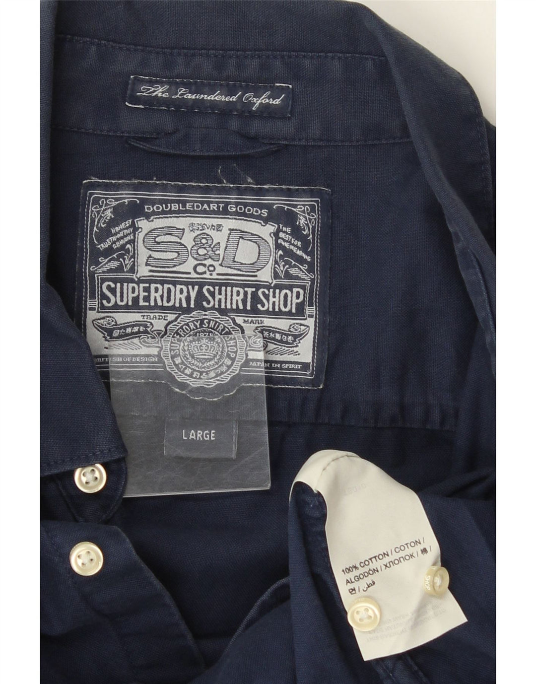 Мужская рубашка Superdry большого размера из хлопка темно-синего цвета