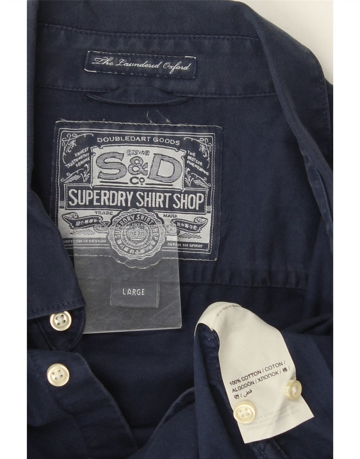Мужская рубашка Superdry большого размера из хлопка темно-синего цвета