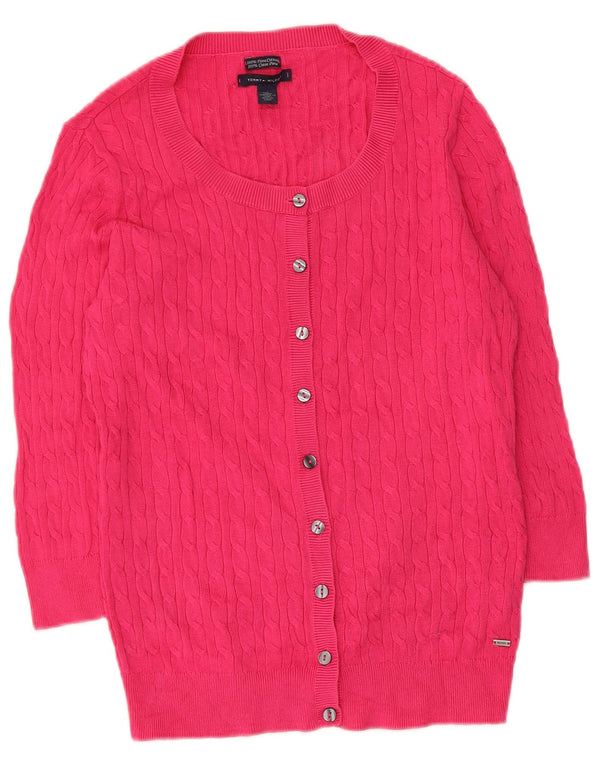 Женский кардиган с рукавом 3/4 Tommy Hilfiger UK 12, хлопок среднего розового цвета