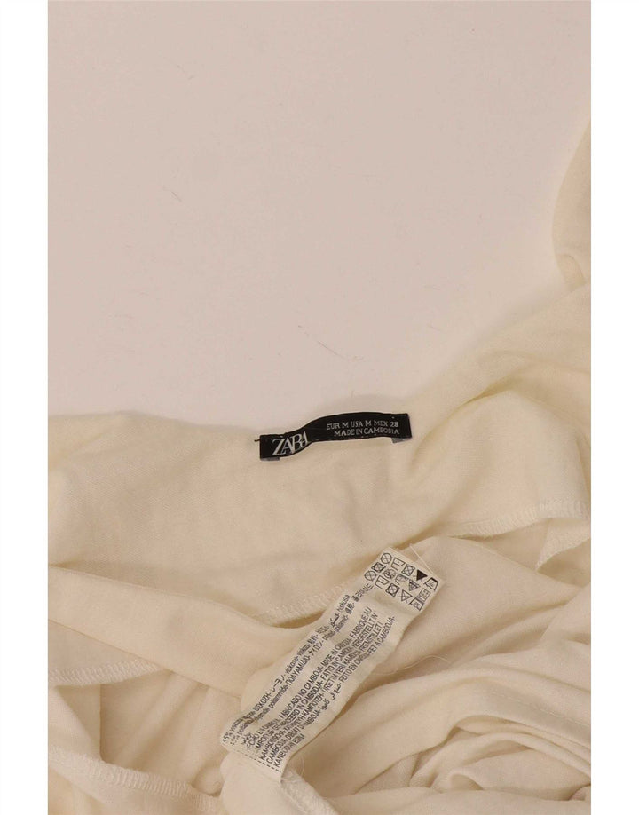 Женский укороченный топ без рукавов Zara UK 12, средний цвет из белой вискозы