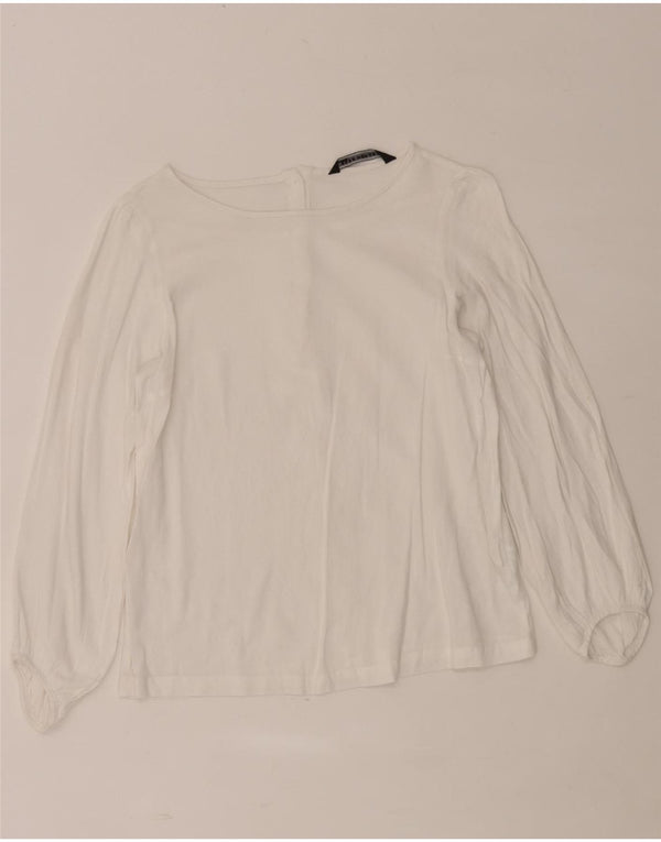 Женская блузка с длинным рукавом Zara UK 6 XS, белая вискоза
