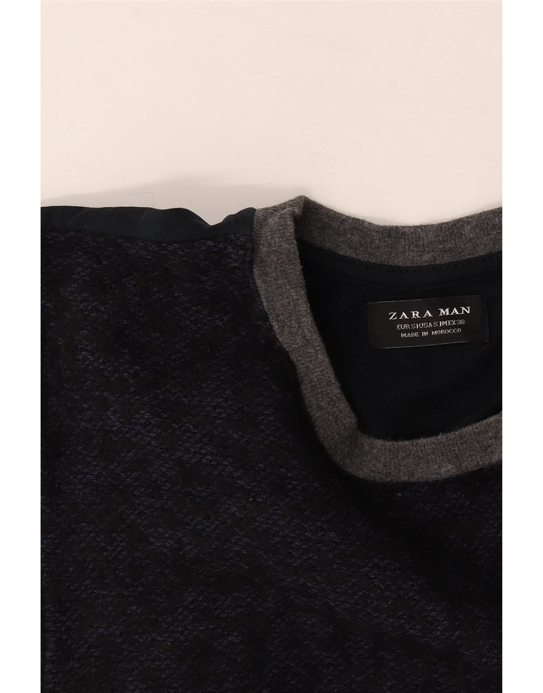 Мужской джемпер с круглым вырезом Zara, маленький темно-синий, с цветными блоками