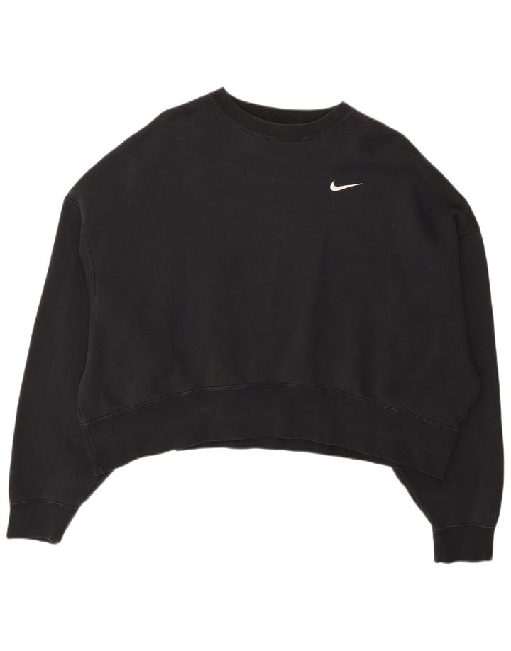Женский укороченный свитшот оверсайз Nike UK 14, средний черный хлопковый джемпер