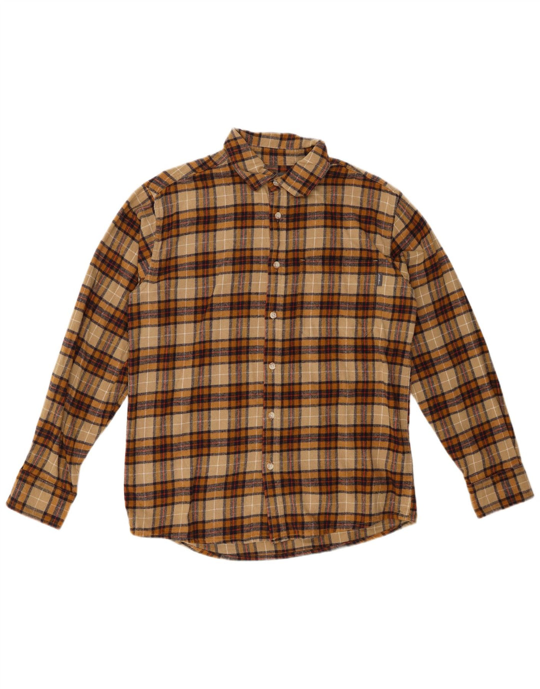 Мужская фланелевая рубашка EDDIE BAUER среднего цвета, хаки в клетку, хлопок