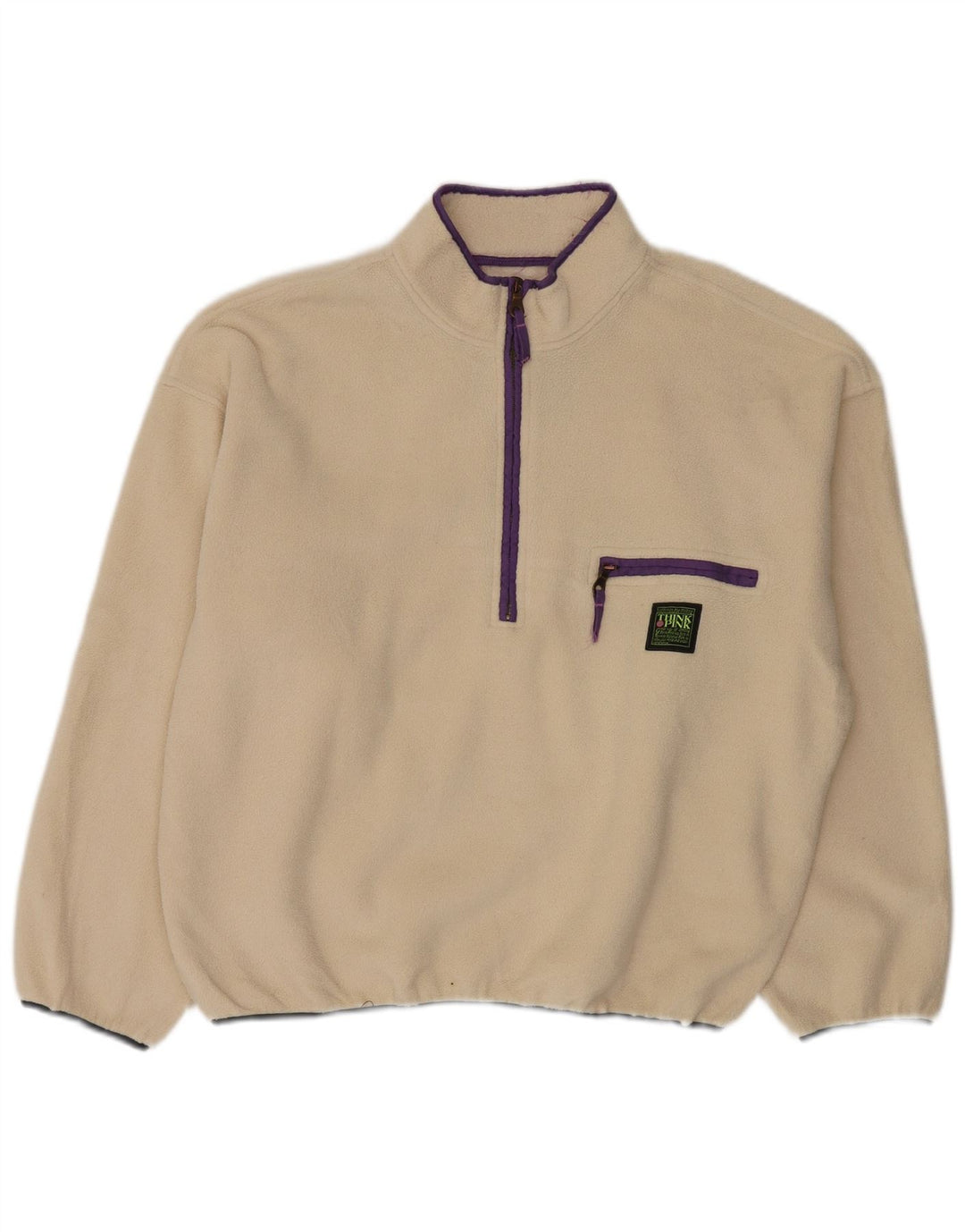 Женский свободный флисовый джемпер с воротником на молнии Think Pink, Великобритания 14, средний, белый цвет