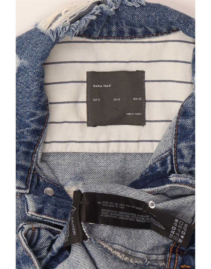 Мужской джинсовый жилет Zara UK 36, маленький синий, хлопок