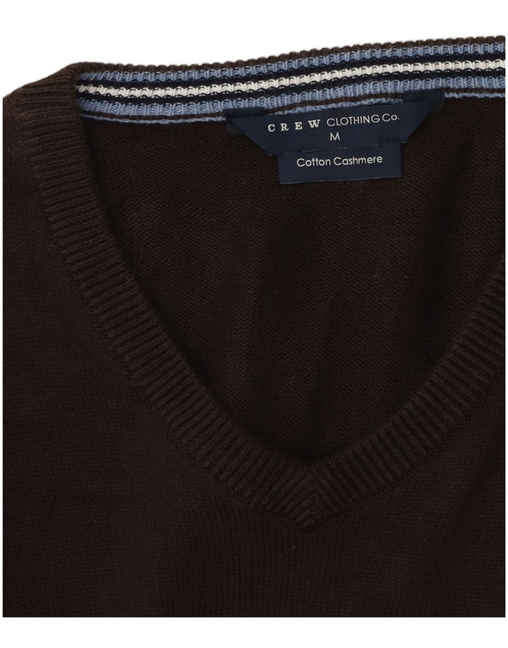 Crew Clothing Мужской джемпер с v-образным вырезом, свитер среднего коричневого цвета, хлопок
