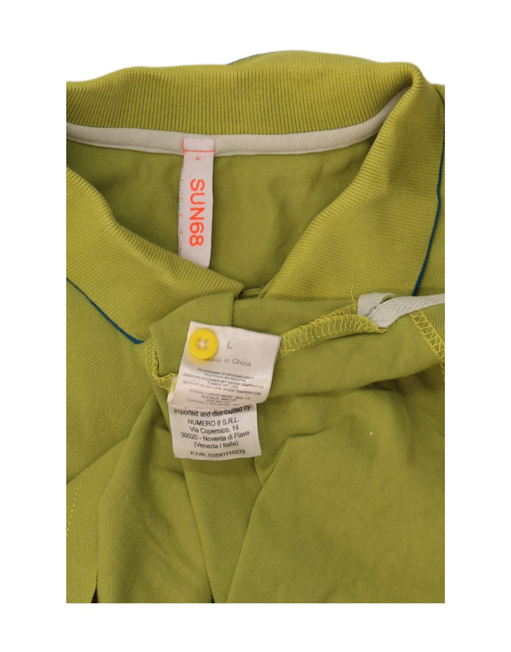 Мужская рубашка поло Sun68, большой зеленый хлопок