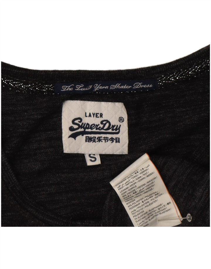 Женское платье А-силуэта с длинными рукавами Superdry UK 8, маленькое серое, вискоза с крапинками