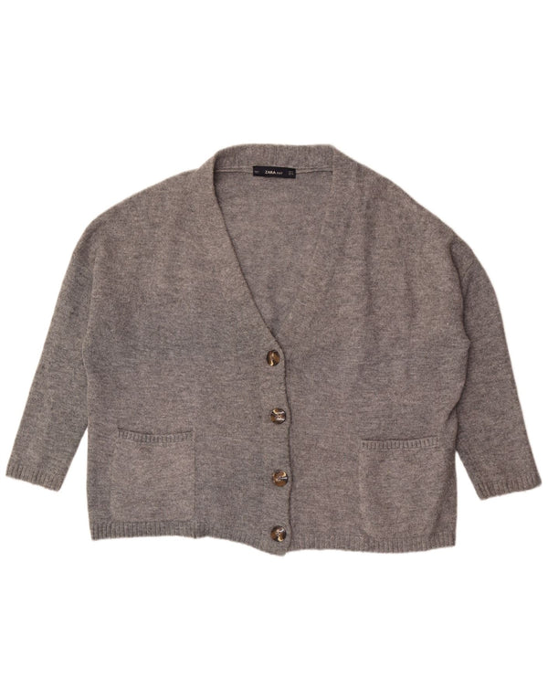 Женский кардиган с рукавом 3/4 Zara UK 14, средний серый акрил